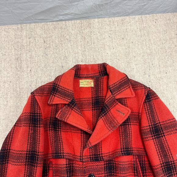 Vintage Green Bay Clothing Hunting Jacket Mens Medium Red 1940s Plaid Wool - Picture 2 of 12